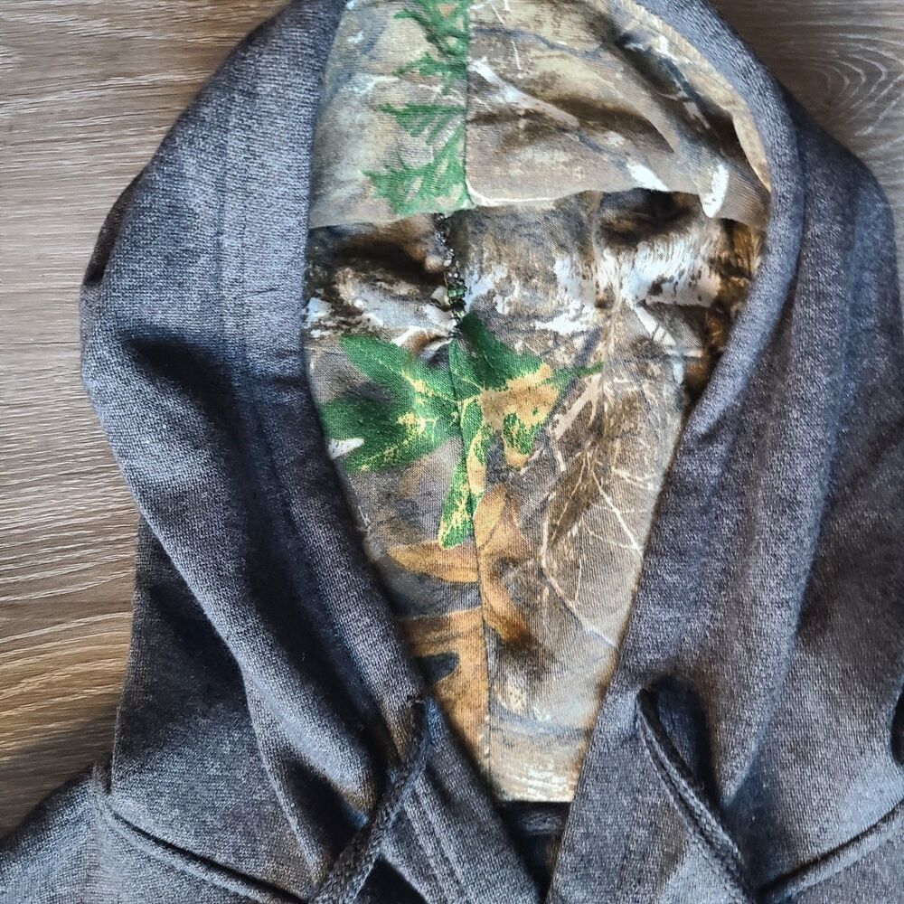Realtree Hoodie Mens Large Gray Camo Lined Pullover Hunting Sweatshirt NWT - Picture 3 of 9